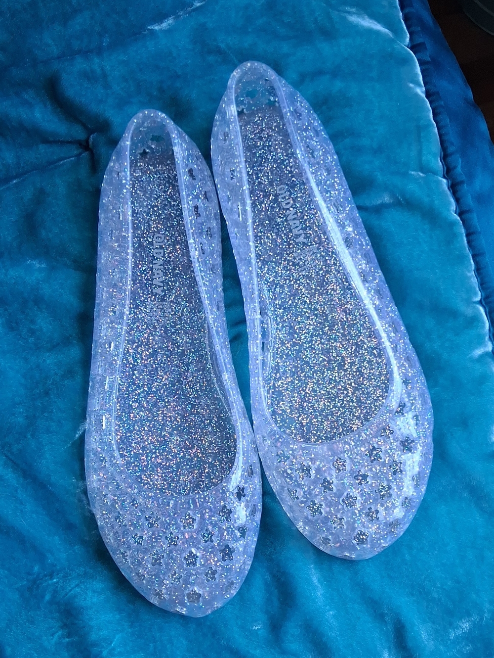 Old Navy Clear Lavender Glitter Jelly Flats